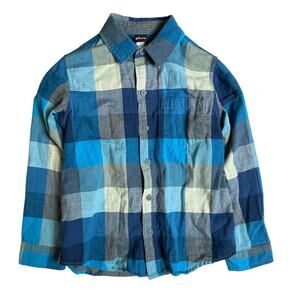 Tea Blue Gothenburg Plaid Button Up Shirt Boy Size 7